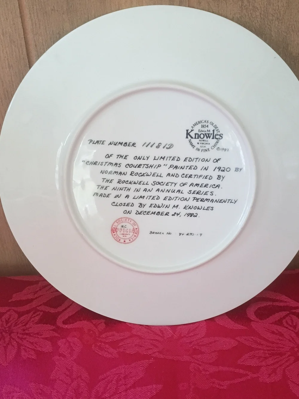 Norman Rockwell Holiday Ice Skating Plate - Blue, Red